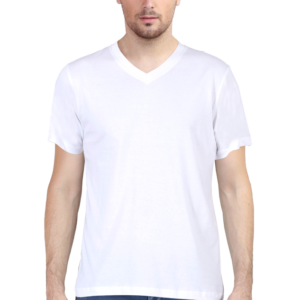 Male Vneck Half Sleeve White S