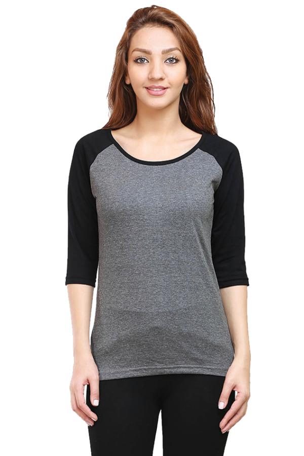 Female Raglan Full Sleeve Black Charcoal Melange S