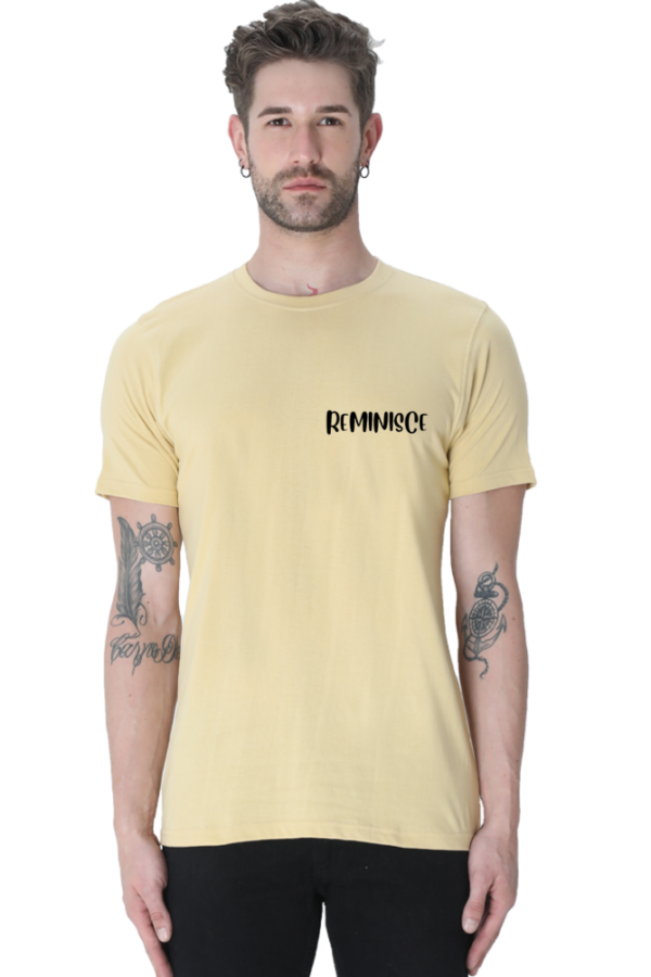 Male Round Neck Half Sleeve Classic Beige L