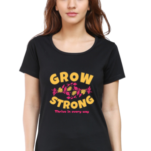 Female Round Neck Half Sleeve Classic Black T-Shirt